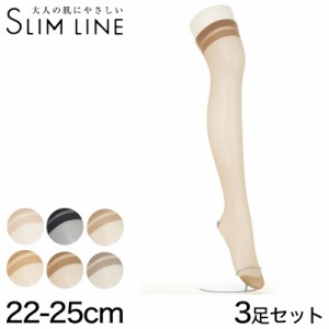 アツギ スリムライン ひざ上丈 クチゴムゆったり ストッキング 3足セット 22-25cm (レディース 婦人 女性 ひざ上 ニーハイ ベージュ 黒 