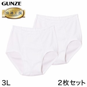 グンゼ 快適工房 紳士 前開き天引きブリーフ 2枚セット 3L (メンズ GUNZE 綿100％ コットン100 男性 下着 肌着 インナー やわらか 日本製