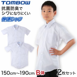 【2枚セット】スクールシャツ 半袖 男子 形態安定 トンボ 150cmB〜190cmB (学生服 カッターシャツ TOMBOW ワイシャツ Yシャツ) (取寄せ)