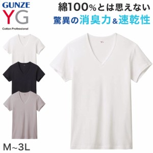 グンゼ インナー メンズ 半袖 綿100% vネック tシャツ 消臭 M〜3L インナーシャツ 肌着 下着 紳士 男性 吸汗速乾 インナーウェア YG ワイ