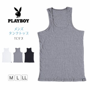 メンズ タンクトップ ノースリーブ インナー ブランド 紳士 トップス PLAYBOY M〜LL (プレイボーイ PLAY BOY ランニング スリーブレス ラ