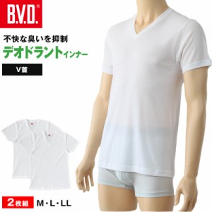 bvd v ネック t シャツ 下着 2枚組 M〜LL Tシャツ メンズ 肌着 下着 vネック 春夏 ホワイト 白 M L LL