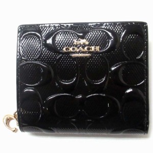 コーチ 財布 二つ折り COACH C3309 ブラウン×ブラック 清々しい シグネチャー PVC レザー Cチャーム