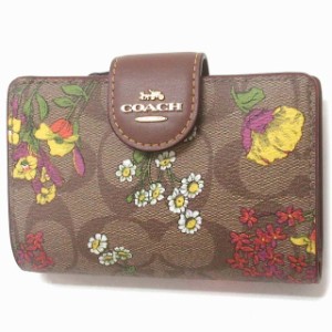 コーチ 財布 COACH アウトレット シグネチャー フローラル プリント ミディアム ウォレット 二つ折り財布 CR935 IME7V