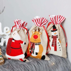 クリスマス ラッピング 袋 ギフト バッグ エルク サンタクロース スノーマン ギフトバッグ 3HQF515