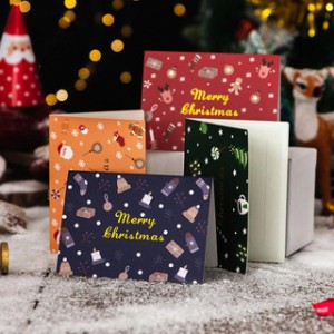 クリスマス ラッピング カード ギフト クリスマスカード メッセージカード   グリーティングカード 二つ折り 封筒付き シール付き 6色 SD