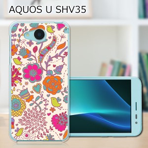 AQUOS U SHV35 ハードケース/カバー 【花×小鳥 PCクリアハードカバー】  スマートフォンカバー・ジャケット