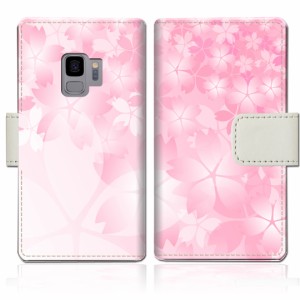 au Galaxy S9 SCV38/docomo SC-02K 手帳型 ケース カバー 手帳ケース 手帳カバー【桜咲くデザイン】