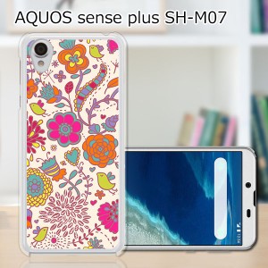 AQUOS sense plus SH-M07 TPUケース/カバー 【花×小鳥 TPUソフトカバー】 
