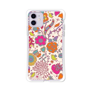 apple iPhone11 耐衝撃 衝撃吸収 ソフトケース TPUケース 【花×小鳥 ソフトカバー】 