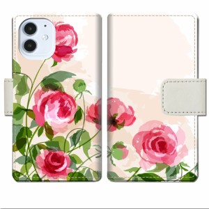 apple iPhone12mini手帳型 ケース カバー【薔薇絵画デザイン】