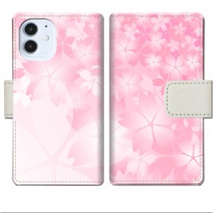 apple iPhone12mini手帳型 ケース カバー【桜咲くデザイン】