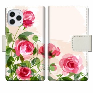 apple iPhone12/iPhone12 Pro 手帳型 ケース カバー【薔薇絵画デザイン】