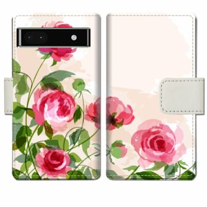 Google Pixel 6a 手帳型 ケース カバー グーグルピクセル 6a 手帳ケース 手帳カバー【薔薇絵画デザイン】