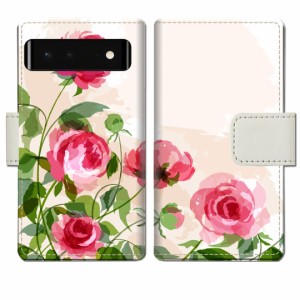 Google Pixel 6 手帳型 ケース カバー グーグルピクセル 6 手帳ケース 手帳カバー【薔薇絵画デザイン】