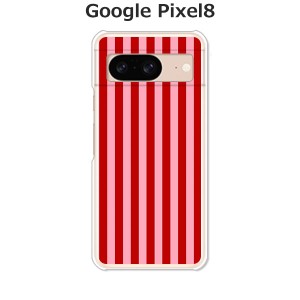 Google Pixel8 グーグルピクセル8 ハードケース/カバー 【レッドストライプ PCクリアハードカバー】