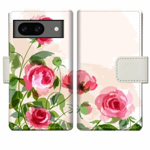 Google Pixel8 手帳型 ケース カバー ピクセル8 手帳ケース 手帳カバー【薔薇絵画デザイン】