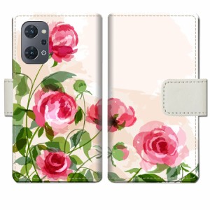 OPPO Reno 7A 手帳型 ケース カバー オッポリノ 7a 手帳ケース 手帳カバー【薔薇絵画デザイン】