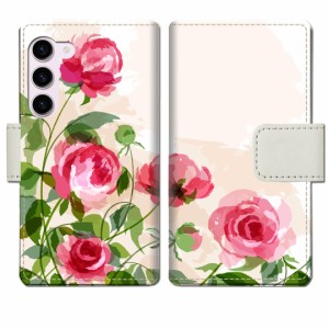 Galaxy S23 SCG19 SC-51D 手帳型 ケース カバー ギャラクシーs23 手帳ケース 手帳カバー【薔薇絵画デザイン】