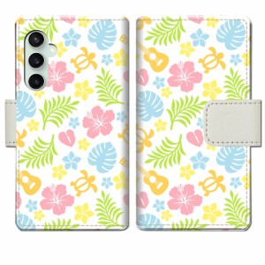 au Galaxy S23 FE SCG24 ギャラクシー 手帳型 ケース カバー 手帳ケース 手帳カバー【ハワイアンフラシュデザイン】