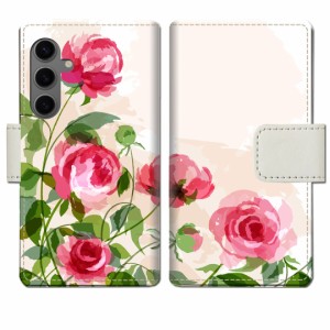 Galaxy S24 SCG25 / S24 SC-51E 手帳型スマホケース 手帳ケース 手帳カバー【薔薇絵画デザイン】