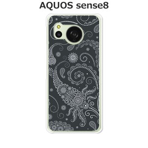 au AQUOS sense8 SHG11 docomo SH-54D アクオス センス8 TPUソフトケース カバー 【ブラックペイズリー TPUソフトカバー】 