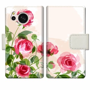 au AQUOS sense8 SHG11 docomo SH-54D 手帳型 ケース カバー アクオス センス8 手帳ケース 手帳カバー【薔薇絵画デザイン】