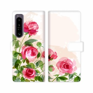 au Xperia 1 IV SOG06 docomo SO-51C 手帳型 ケース xperia 1 4 sog06 so51cカバー【薔薇絵画デザイン】