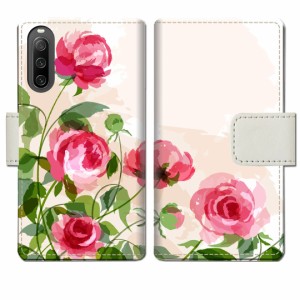 Xperia 10 IV SOG07 手帳型 ケース カバー SO-52C A202SO XQ-CC44 手帳ケース 手帳カバー【薔薇絵画デザイン】