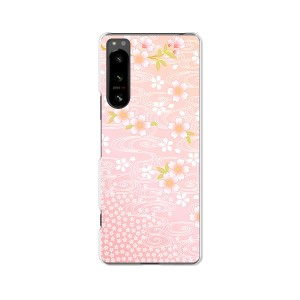 Xperia 5 IV SOG09 docomo SO-54C TPUソフトケース カバー 【流れる桜 TPUソフトカバー】 