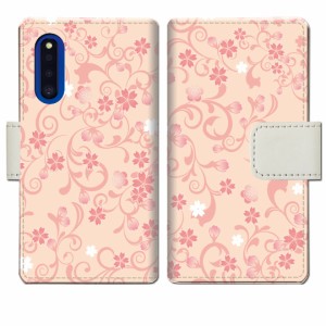 au Galaxy A41 SCV48 docomo SC-41A 共通 手帳型 ケース カバー【桜ヴェールデザイン】