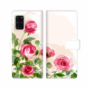 au Galaxy S20+ 5G SCG02 docomo SC-52A 手帳型 ケース galaxy s20+ 5g scg02 sc52a カバー【薔薇絵画デザイン】