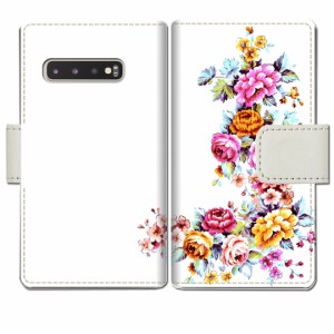 au Galaxy S10 SCV41 手帳型 ケース docomo SC-03L 共通 カバー スマホケース【ワンポイントFLOWERデザイン】