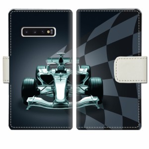 au Galaxy S10+ SCV42 docomo SC-04L S10プラス ケース手帳型 共通 カバー スマホケース【F1デザイン】