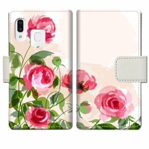 au Galaxy A30 SCV43 手帳型ケース ギャラクシーa30 scv43 カバー スマホケース【薔薇絵画デザイン】