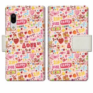 au AQUOS sense3 basic SHV48 共通 手帳型 ケース カバー【LOVE214デザイン】