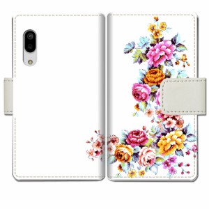 au AQUOS sense3 basic SHV48 共通 手帳型 ケース カバー【ワンポイントFLOWERデザイン】