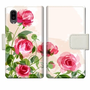 au AQUOS sense3 plus サウンド SHV46 SH-RM11手帳型 ケース カバー【薔薇絵画デザイン】