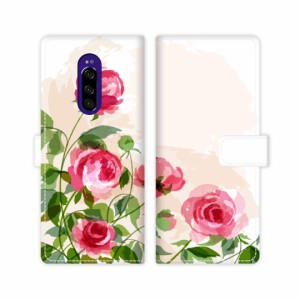 au Xperia 1 SOV40 docomo SO-03L 手帳型 ケース xperia1 sov40 so03l カバー【薔薇絵画デザイン】