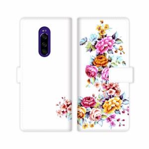 au Xperia 1 SOV40 docomo SO-03L 手帳型 ケース xperia1 sov40 so03l カバー【ワンポイントFLOWERデザイン】