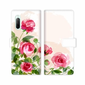 au Xperia 10 II SOV43 docomo SO-41A 手帳型 ケース xperia10 ii sov43 so41a カバー【薔薇絵画デザイン】