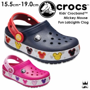 送料無料 キッズ 男の子 女の子 サンダル ディズニー Disney クロックス crocs 204994 410 クロックバンド ミッキー ファン ラブ ライツ 