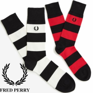 メール便送料無料 メンズ 秋冬 新作 冬新作 FW 2021 靴下 人気 流行 定番 FRED PERRY C2135 ストライプソックス ミドル丈 レッグウェア 