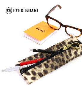 BCB別注＊EVER KHAKI(エバーカーキ) コットン PVCラミネートチータープリント ペンケース“Cheetah Pencase”・BB    レディース 女性 誕