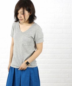 kanade(カナデ)コットン 半袖 Vネック ポケット付き Tシャツ・6BU26-2-2-2001401【メール便可能5】    レディース 女性 誕生日プレゼント