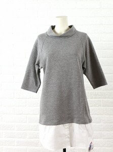 Lil kaene(リルカエン) コットン スウェットシャツ切り替え ハイネックプルオーバー・001065・2471501 レディース 女性 誕生日プレゼント