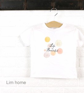 Lim Home(リムホーム) コットンLIFE IS BEAUTIFULプリントTシャツ・LH-Z012・3301501【メール便可能5】    レディース 女性 誕生日プレゼ