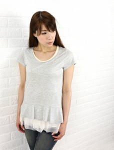 Lil kaene(リルカエン) リヨセル コットンチュールインナー付き ペプラムレイヤードTシャツ・011072・2471501 レディース 女性 誕生日プ