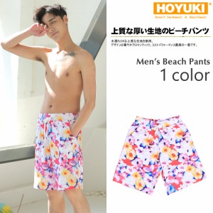 正規品 ビーチパンツ トランクス 水着 メンズ ハーフパンツ 花柄 フラワー サーフパンツ 大きいサイズあり HOYUKI