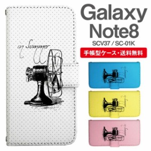 スマホケース 手帳型 Galaxy Note8 ギャラクシー SC-01K SCV37 携帯ケース カバー 送料無料 メッセージ 扇風機